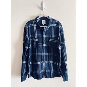 Levi’s Red Tab Navy‎ Plaid Flannel Button Down Long Sleeve Shirt Size XXL